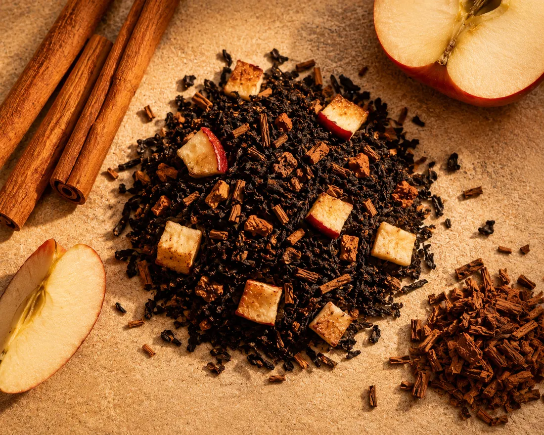 Blend 02 ingredients: Black tea, Cinnamon, Apple flavouring, Cinnamon flavouring