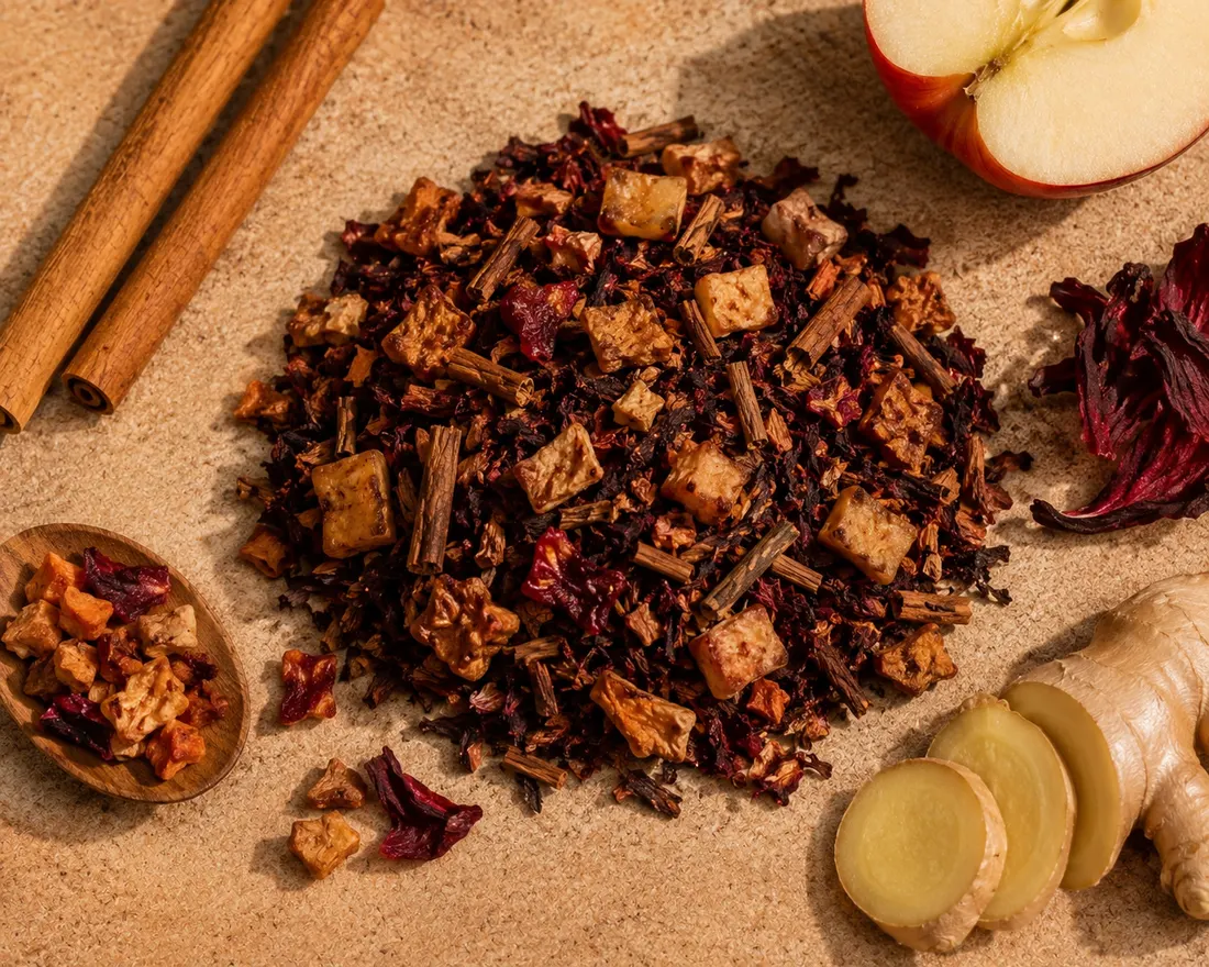 Blend 13 ingredients: Apple, Hibiscus, Cinnamon, Ginger