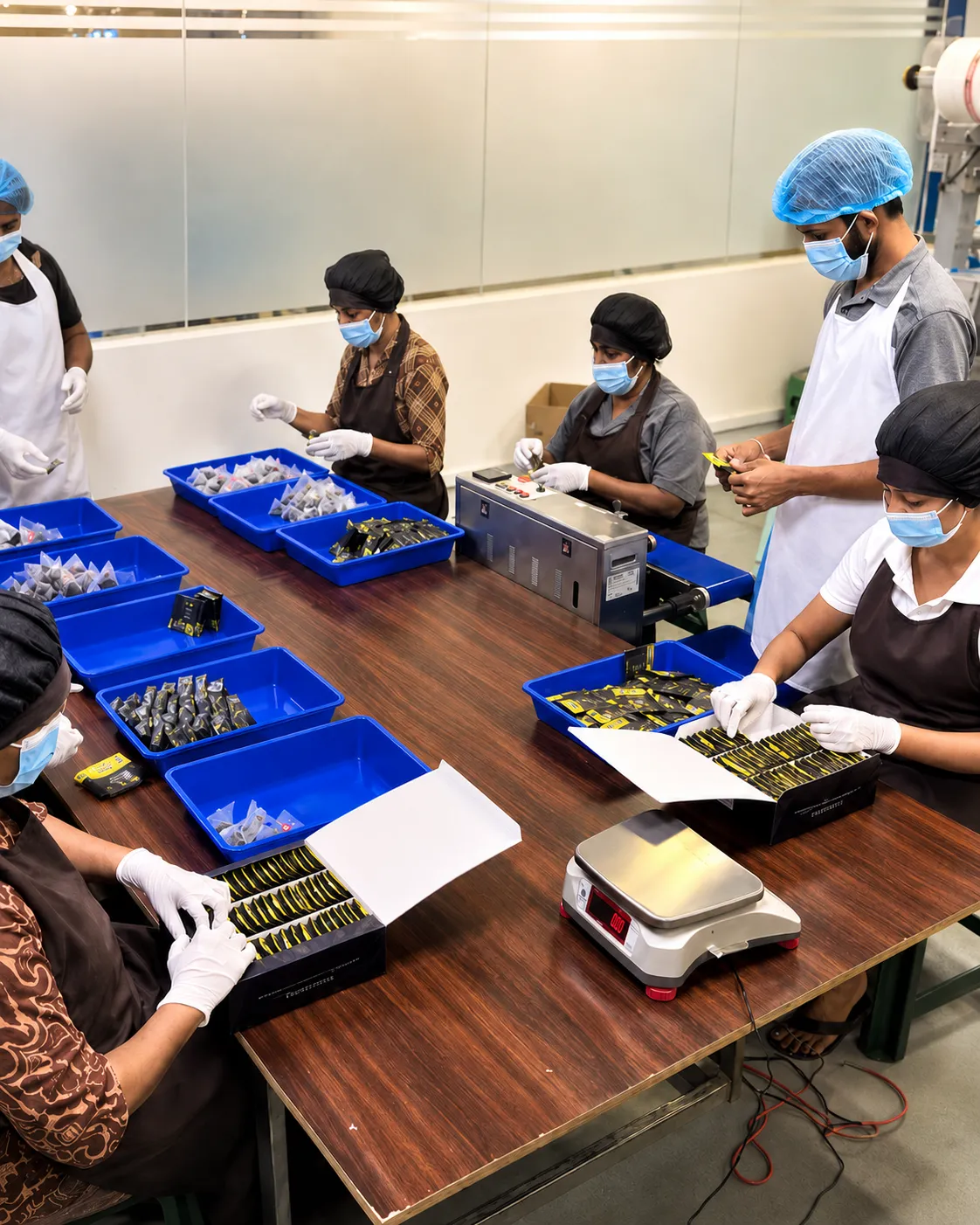 Klense Supply team packing herbal infusions at the Colombo facility